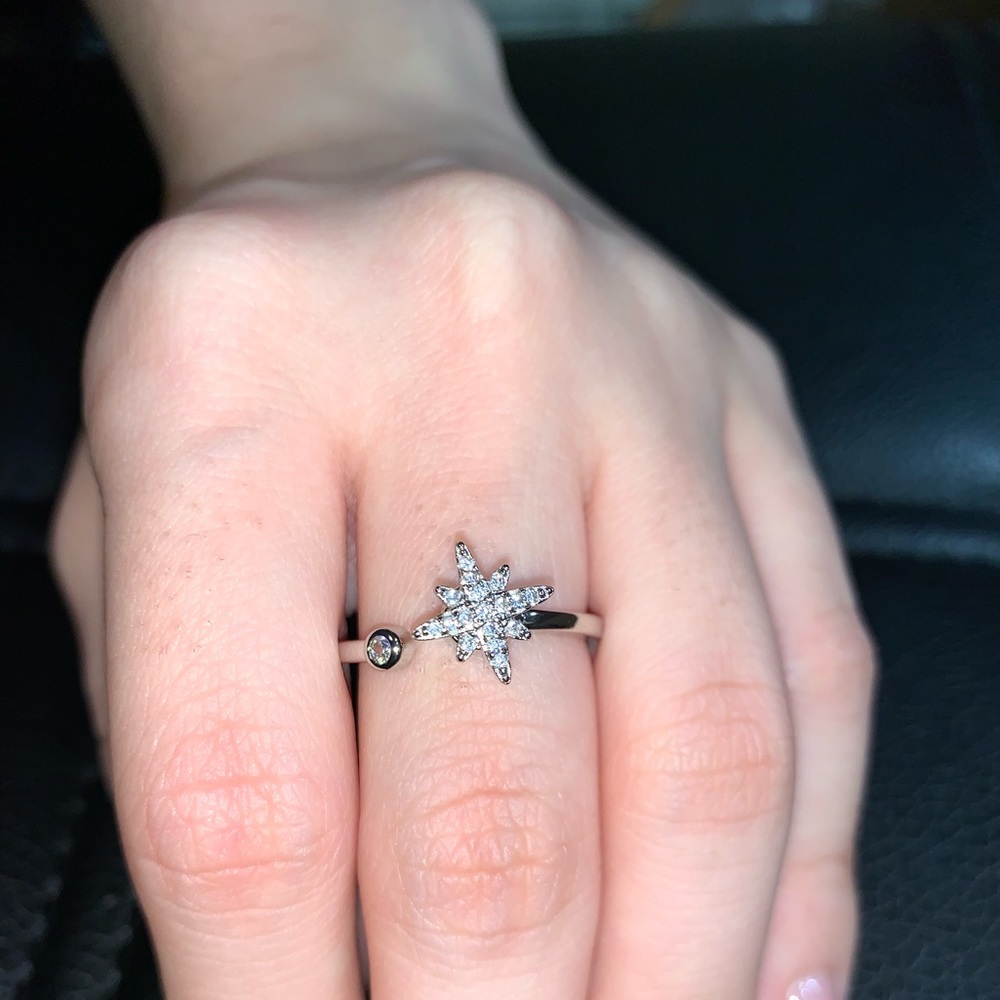Fashion Jewelry Eight pointed star Electroplated copper openFidget ring